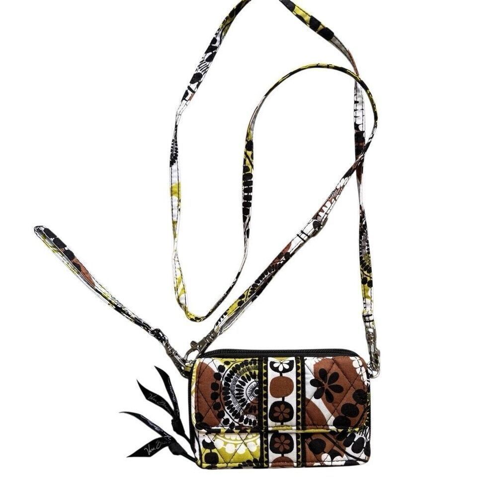 Vera Bradley Womens Cocoa Moss Quilted Detachable Strap Crossbody Wallet Purse